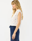 Button Down Lace Trim Top