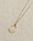 Sea Shell Pendant Necklace with Pearl Accent