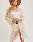 Crochet Open Front Bell Sleeved Cardigan