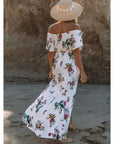 Floral Halter Neck Off the Shoulder Maxi Dress