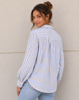 Blue Stripe Textured Blouse