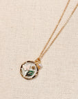 Enamel Butterfly Floral Pendant Gold Necklace