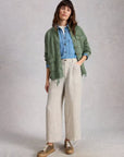 Tia Wide Leg Linen Crop Pant