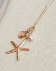 Matte Gold Starfish Pearl Cluster Necklace