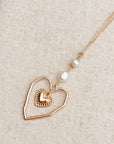 Open Heart Pearl Necklace – Gold