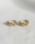 Cubic Zirconia Flower Huggie Hoop Earrings