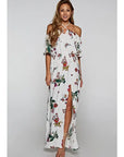 Floral Halter Neck Off the Shoulder Maxi Dress