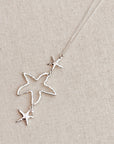 Silver Dancing Starfish Pearl Charm Necklace