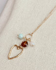 Mixed Gem Heart Charm Necklace