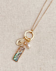 Gold Abalone Bar Pendant Necklace