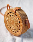 Round Ata Rattan Bag (Brown Braided)