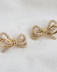 Cubic Zirconia Knot Bow Stud Earrings