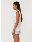 Cotton Eyelet Cap Sleeve V Neck Top