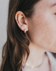 CZ Huggie Hoops 18k Gold Filled Emerald Cut Dainty
