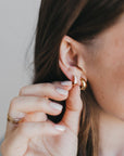 CZ Huggie Hoops 18k Gold Filled Emerald Cut Dainty
