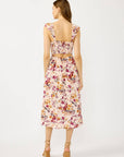 Lace-Up Smocked Bodice Midi Dress