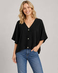 Short-Sleeved Button-Up Cardigan