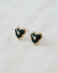 Black Drip Glaze Heart Drop Earrings