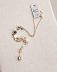 Gold & Multicolor Pearl Beaded Y Necklace
