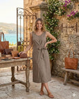 Linen dress tie on the side