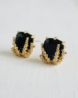 Geometric Black Gold Drop Earrings