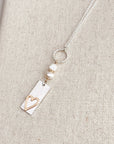 Two Tone Gold & Silver Pearl Heart Tag Necklace
