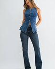 High Rise Scissor Cut Flare - DARK DENIM