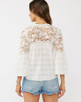 Button Down Crochet Lace Tie Front Top