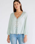 Scallop Edge Button Down Blouse
