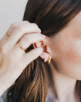 CZ Huggie Hoops 18k Gold Filled Emerald Cut Dainty