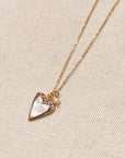 Mother of Pearl Rhinestone Heart Outline Necklace