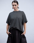 Haako Stripe Button Sleeve Tee