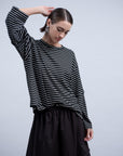 Haako Stripe Button Sleeve Tee