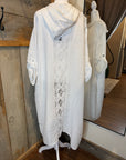 Long Linen Lace Back Cardigan One Size