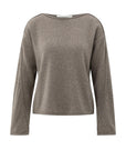 Boat neck sweater with refined decorative seams