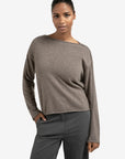 Boat neck sweater with refined decorative seams