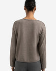 Boat neck sweater with refined decorative seams