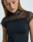 Vanessa Short Sleeve High Neck - Black