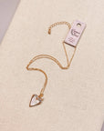 Mother of Pearl Rhinestone Heart Outline Necklace