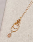 Pink Chalcedony Matte Gold Linked Ovals Necklace