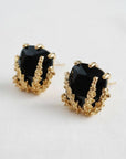 Geometric Black Gold Drop Earrings