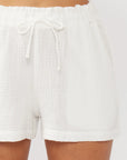 Drawstring Cotton Shorts with Pockets