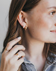 CZ Huggie Hoops 18k Gold Filled Emerald Cut Dainty