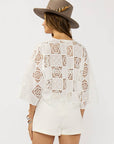 Dolman Sleeve Patchwork Tie Front Top