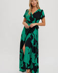 Floral Print Wrap Maxi Dress