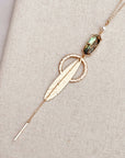 Geometric Charm Necklace with Abalone Accent – Gold