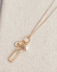 Gold Mother of Pearl Bar Pendant Necklace