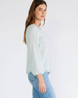 Scallop Edge Button Down Blouse