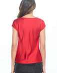 Solid Satin Top with Cowl Neck