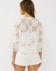 Dolman Sleeve Patchwork Tie Front Top